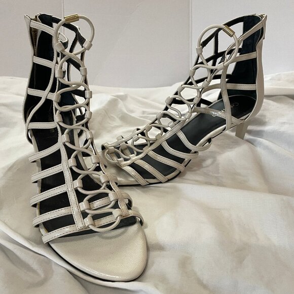 Calvin Klein Women's Neah Caged Sandals White Gladiator Size 9.5 M Excellent Con - Picture 1 of 16